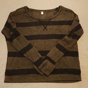 Free People We The Free Long Sleeve Thermal Henley Tee Shirt Women's Medium